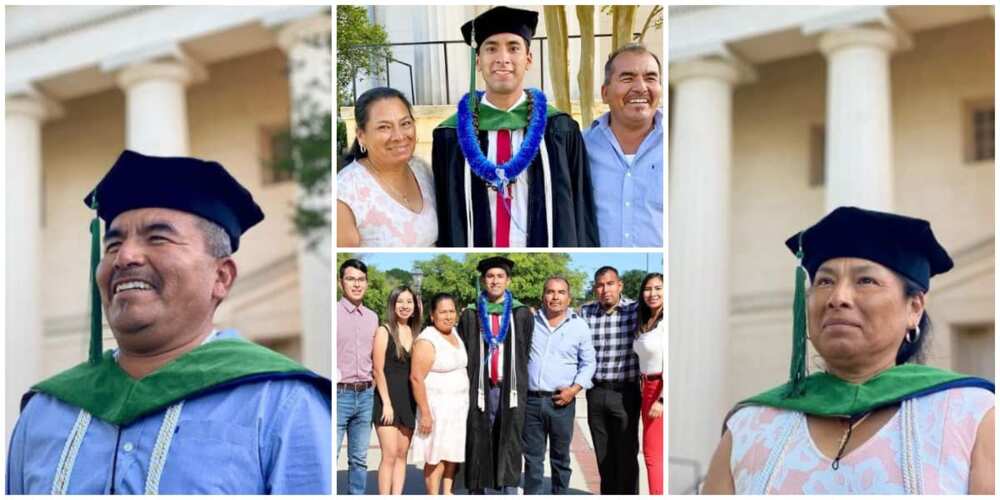 Reactions as man wears parents his academic cap as he praises them for sending him to US university