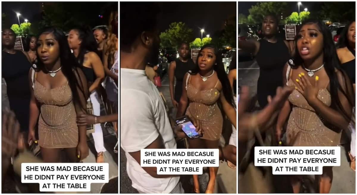 Photos of black ladies and man arguing over unpaid dinner.