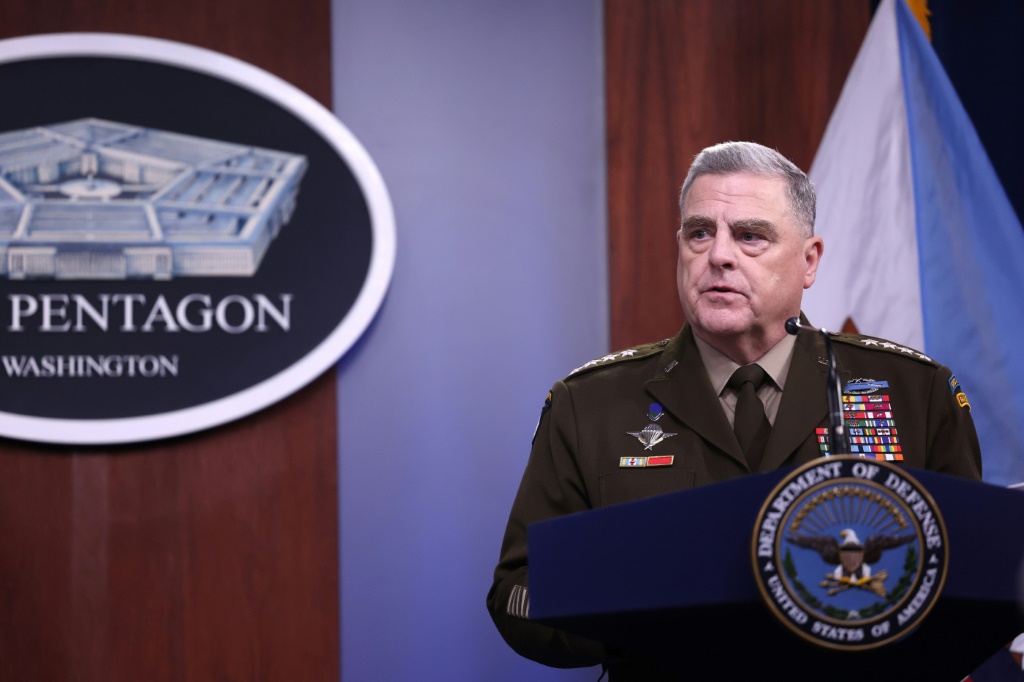 Chairman of the Joint Chiefs of Staff General Mark Milley participates in a news briefing at the Pentagon on July 20, 2022