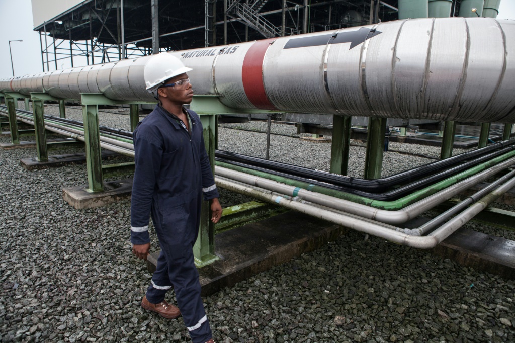 A gas pipeline at a power plant in Nigeria
