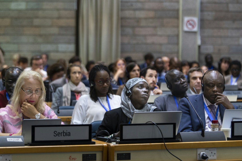 Delegates at the final day of the Intergovernmental Negotiating Committee on Plastic Pollution meeting in Nairobi on Sunday