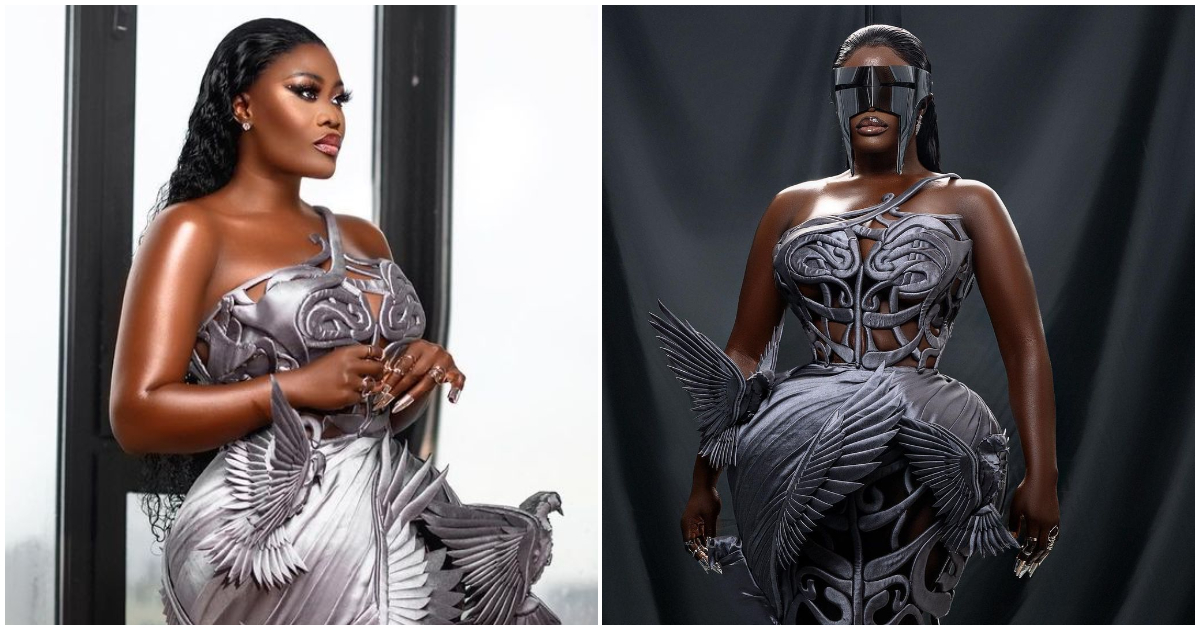 Ghanaians praise Nana Akua Addo for representing Ghana at the AMVCA 2023 with her iconic silver dress and eyewear