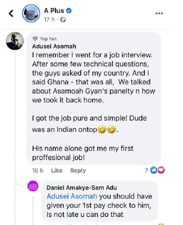 Ghanaian man says Asamoah Gyan's name Secured him a job when he Travelled Abroad