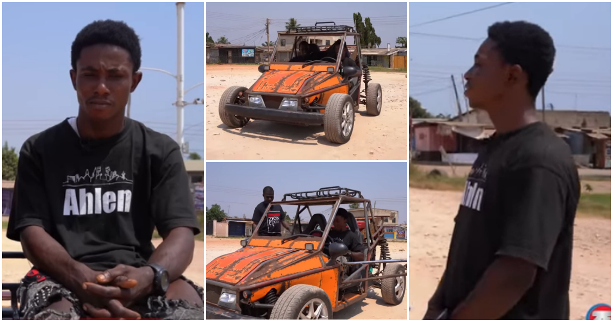 Talented Ghanaian JHS leaver manufactures car with his own money; flaunts it in viral video