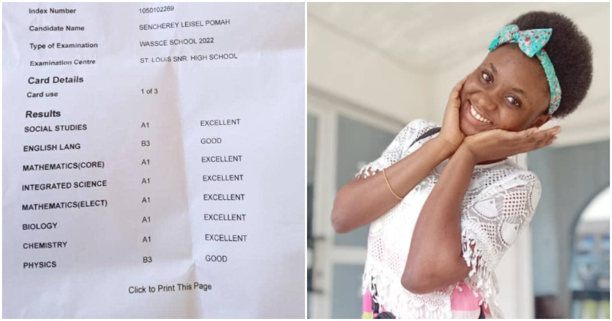 WASSCE results of brilliant girl causes stir.