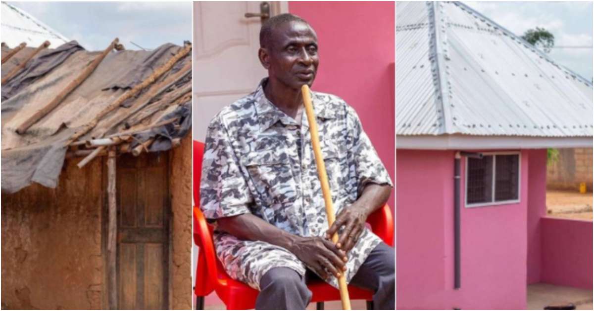 Wofa Yaw: 65-year-old Ghanaian Blind Man Living in Mud house Gets New Self-Contained Apartment