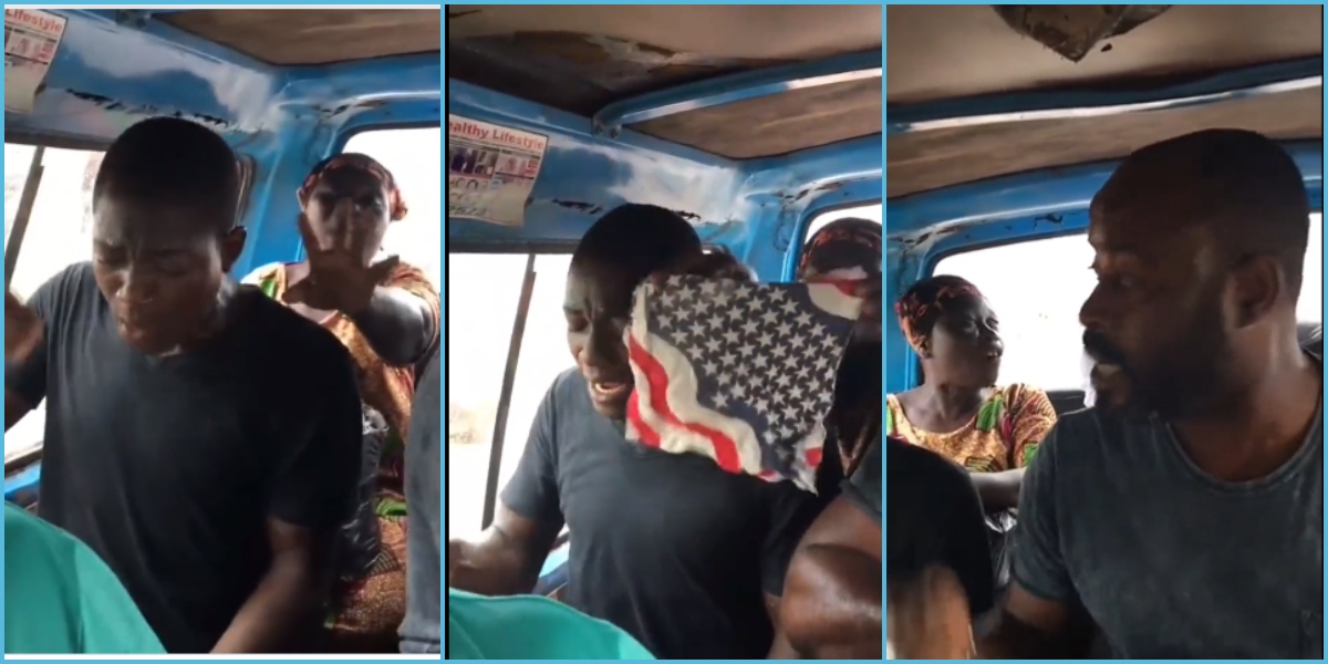 Heated clash in trotro as passenger confronts preacher for making noise