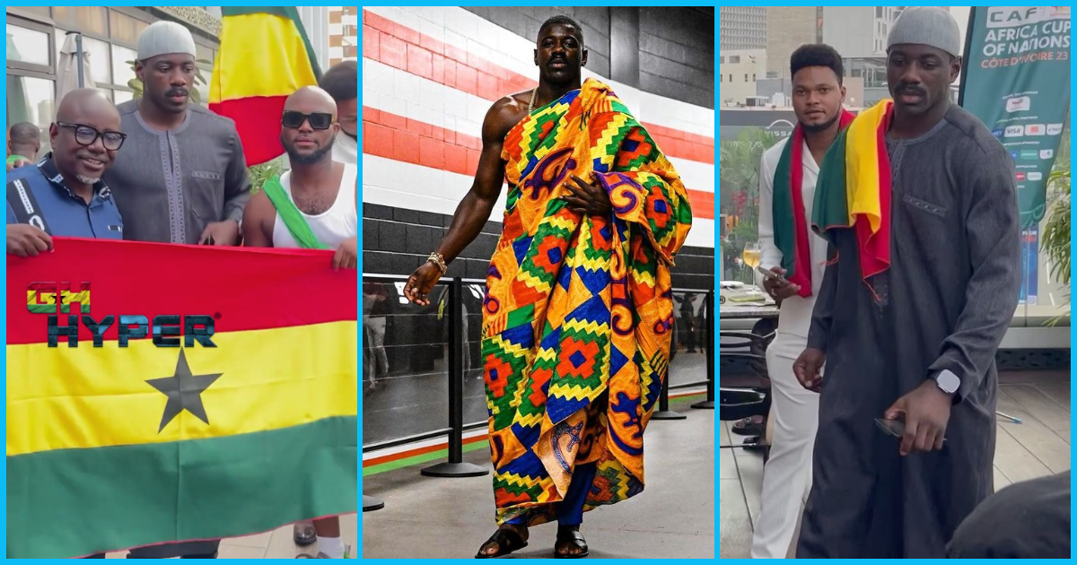 NFL star who wears kente to games flies from US to support Black Stars in Abidjan, meets King Promise in video