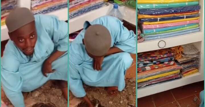 Nigerian man caught on camera burying fishes inside hole in shop