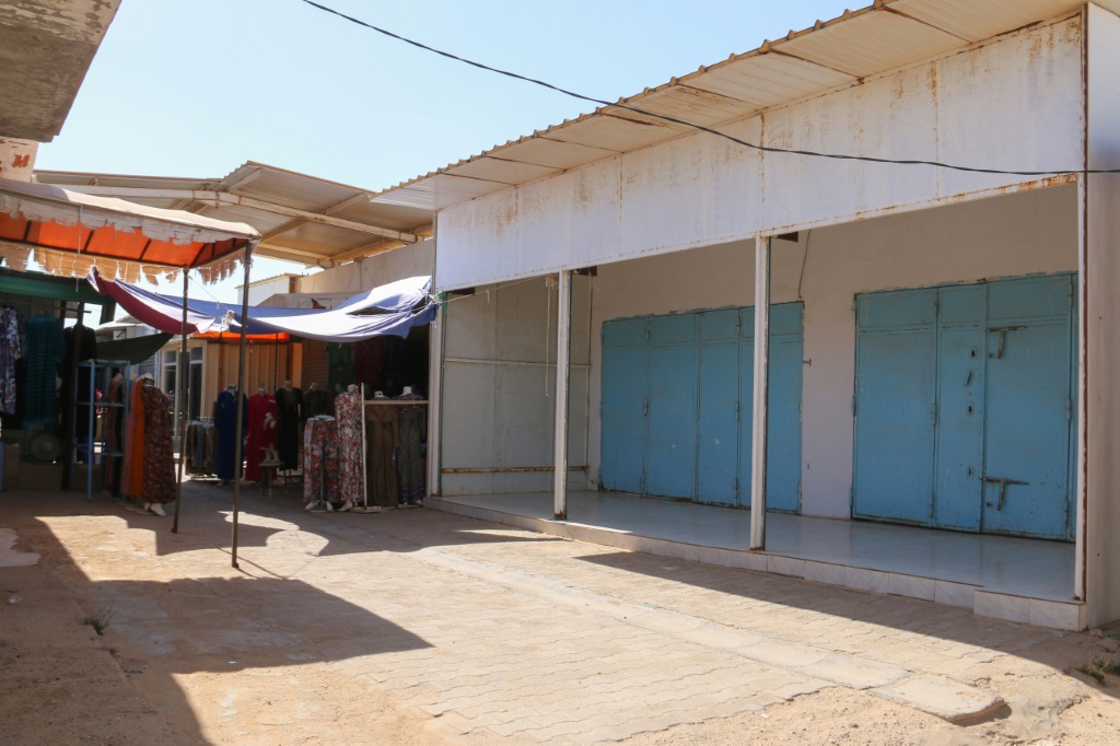 Shops are shuttered at a market in Tunisia's southern town of Ben Guerdane, near the Libyan border