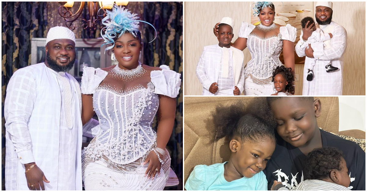 Tracey Boakye and her family dress in all-white for a family photo: "Screaming success"