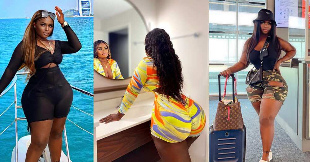 Selina Denva: Ghanaian model causes stir on IG; drops photo wearing see-through dress at the beach
