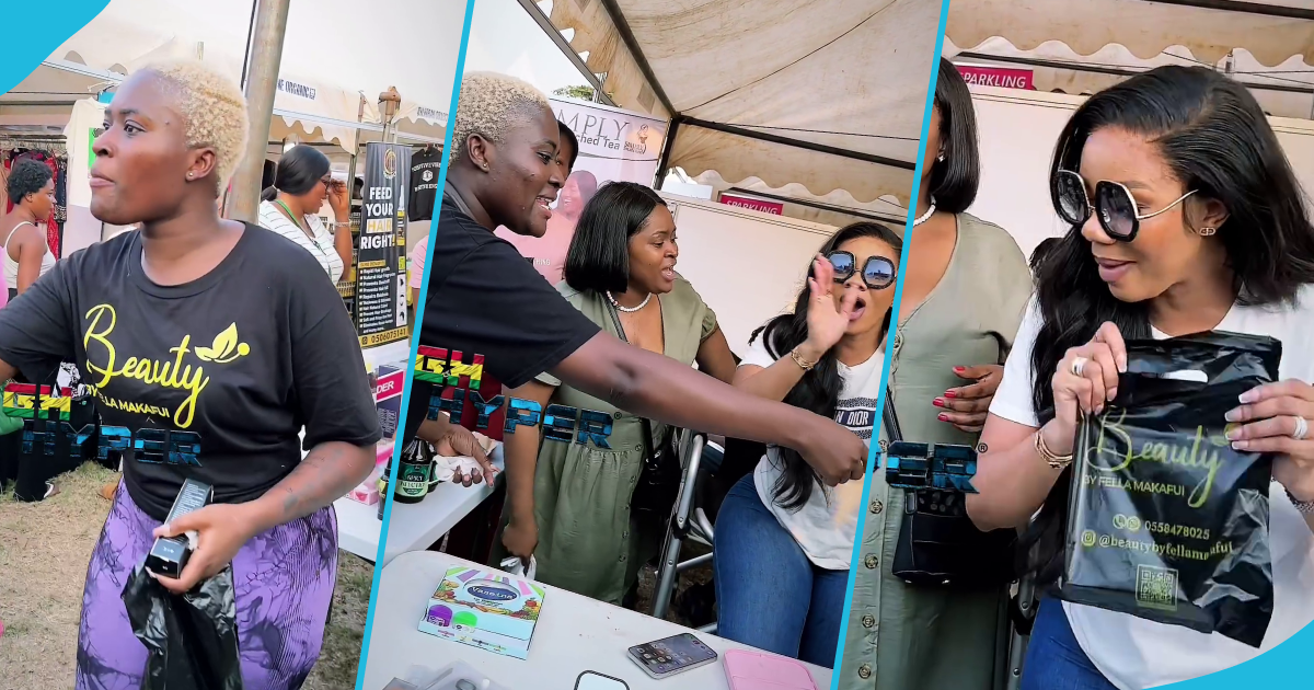 Serwaa Amihere supports Fella Makafui at KejeFair, gets people to buy beauty products from her in video