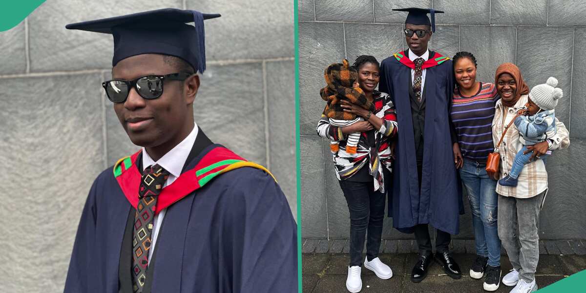 Nigerian man, Demola Adeleke celebrates as he bags master's degree in England years after dropping out of school