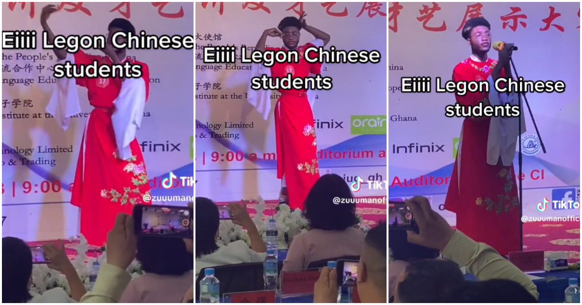 加纳大学：学生用中国歌舞表演为观众加油，人们喊视频