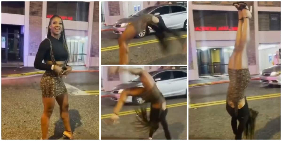Beautiful Lady Does Hand Stand, Somersaults on Heels, Video Gets Social Media Users Gushing