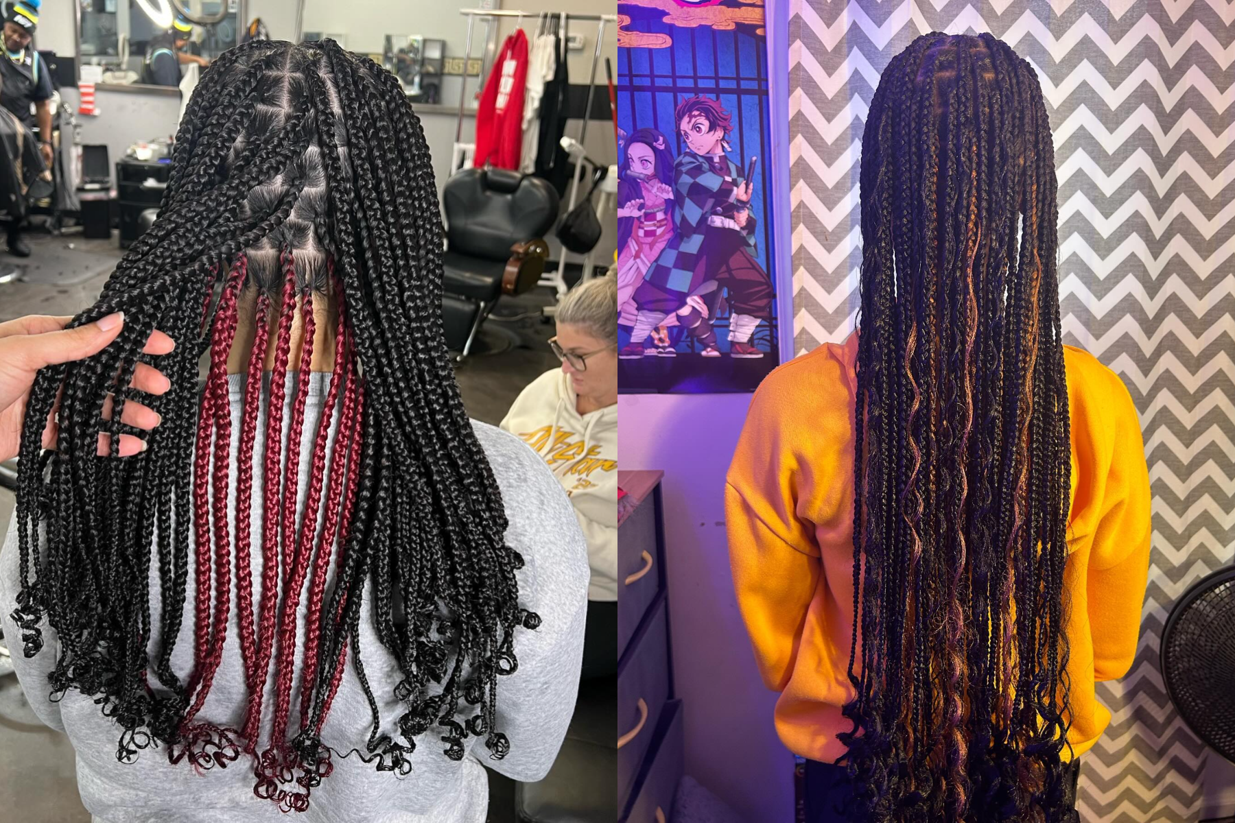 knotless braids with curls