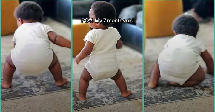 7-month-old baby stands upright in trending video
