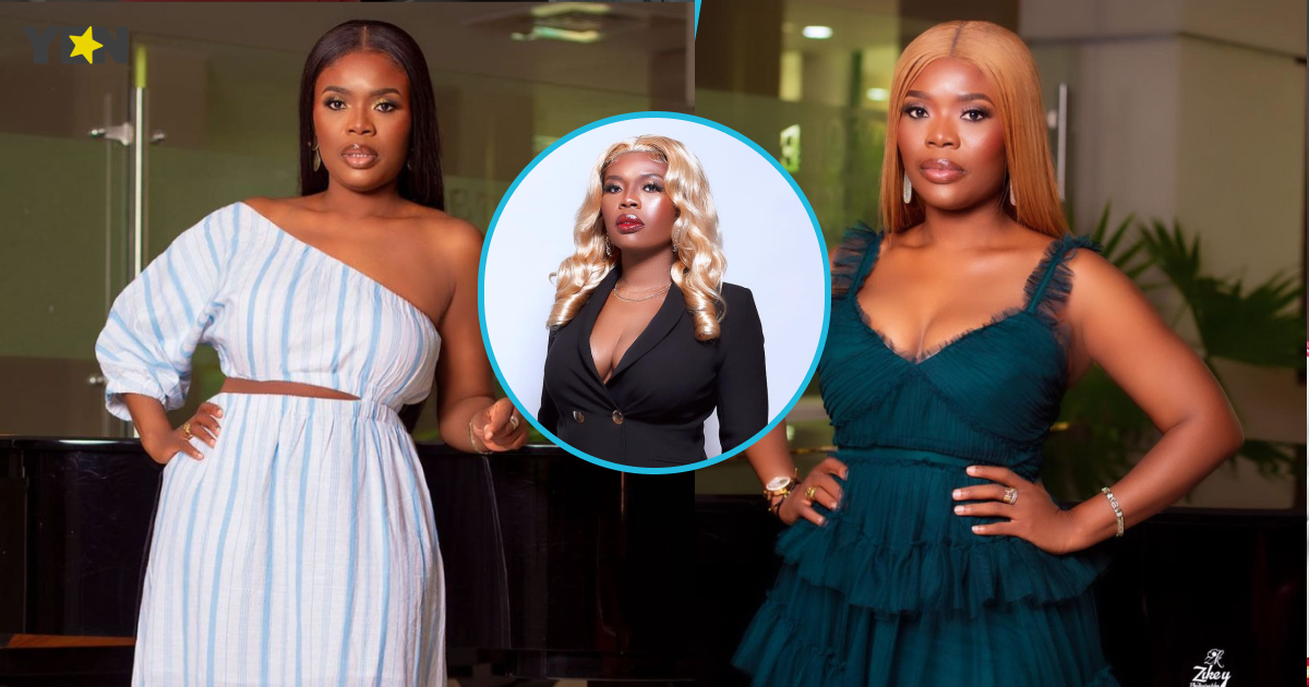 TV host Delay looks sassy in a black suit dress and charming blond hair on Val's Day: "Ghana's top slay queen"