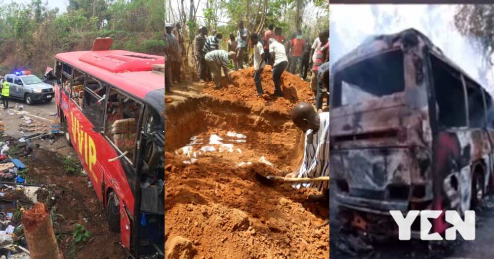 Kintampo accident: Passengers burnt beyond recognition given mass burial (photos)