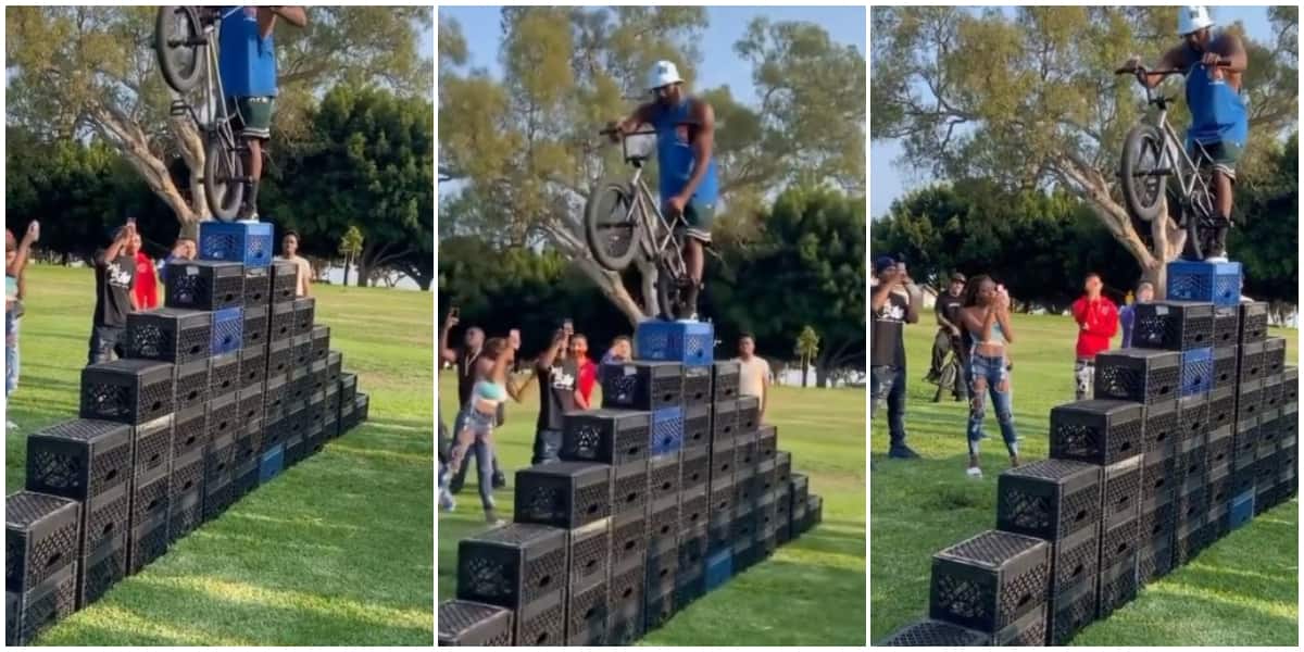 Reactions as man does crate challenge with bicycle, video goes viral