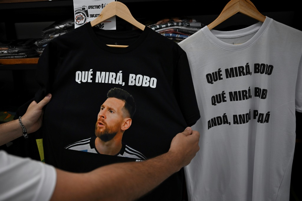 A taunt by Lionel Messi towards a Dutch player immediately gets immortalized on mugs and T-shirts in Argentina