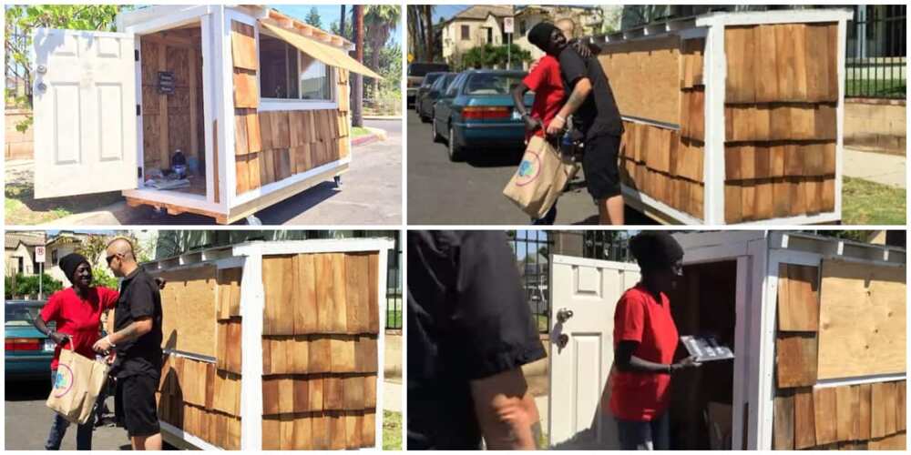Joy as man builds fine tiny house on wheels for 60-year-old woman who sleeps by the roadside