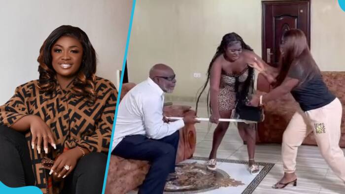 Tracey Boakye shares new movie scene of Yaa Jackson, Asantewaa, fighting over Kofi Adjorlolo, fans react