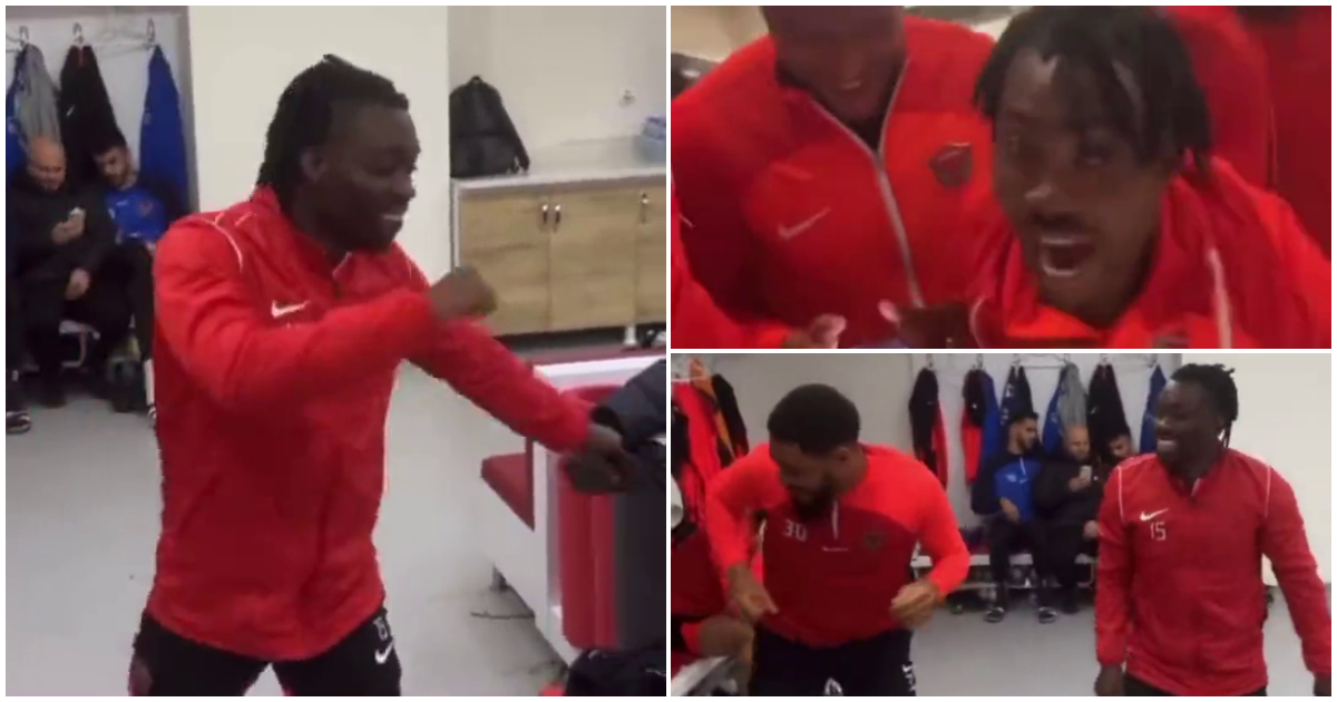 Video Of Christian Atsu celebrating with his teammates at Hatayspor club.