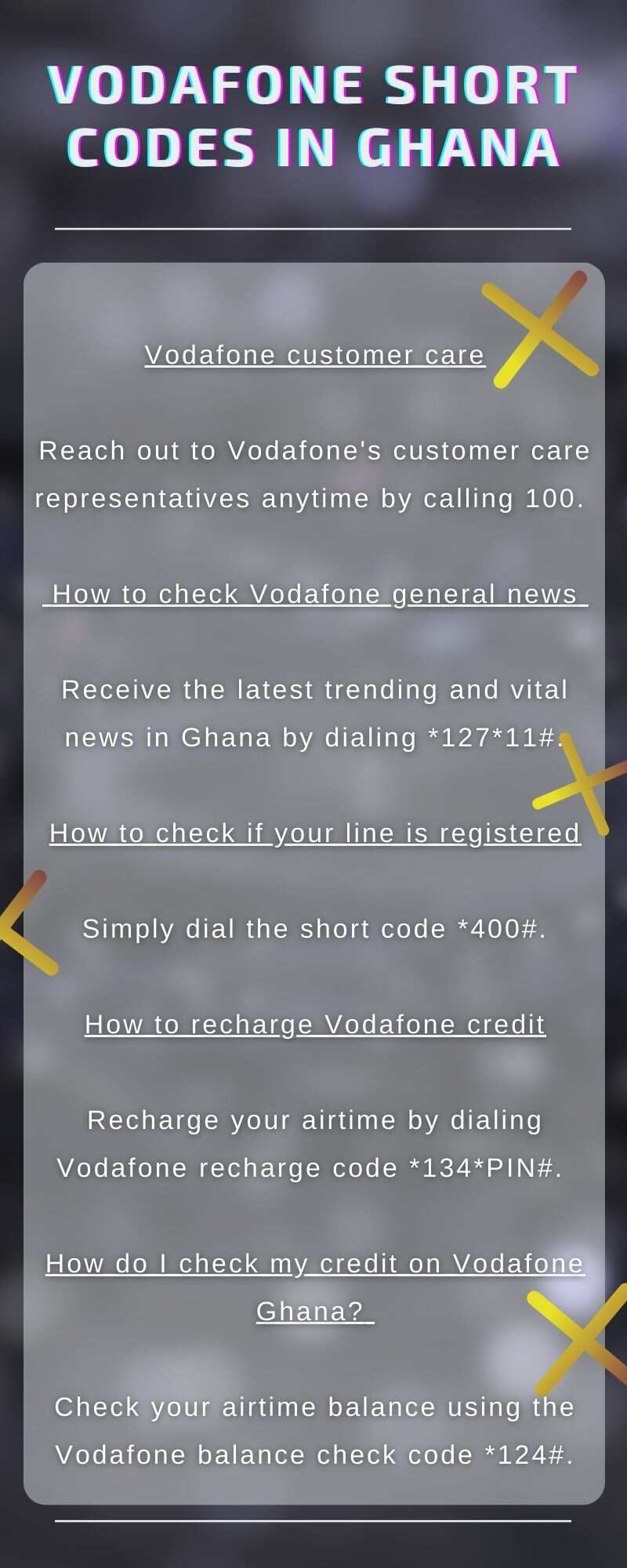 Vodafone short codes in Ghana