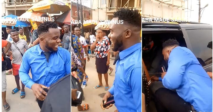 Comedian Sabinus look-alike causes serious commotion as he storms the streets of Aba, video goes viral