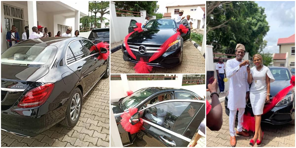 Beautiful photos as Nigerian lady gifts hubby new car on their 7th wedding anniversary