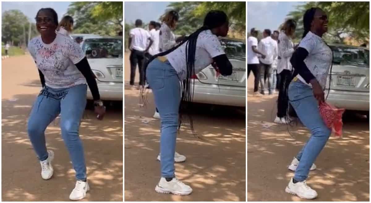 "Double engine": Lady in blue jeans displays accurate dance steps as she graduates from school, video trends