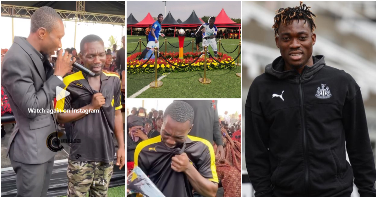 Photos of the ex-convict and the MC at memorial of the late Christian Atsu.