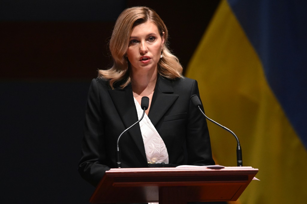 Ukrainian First Lady Olena Zelenska speaks to members of the US Congress about Russia's invasion of Ukraine