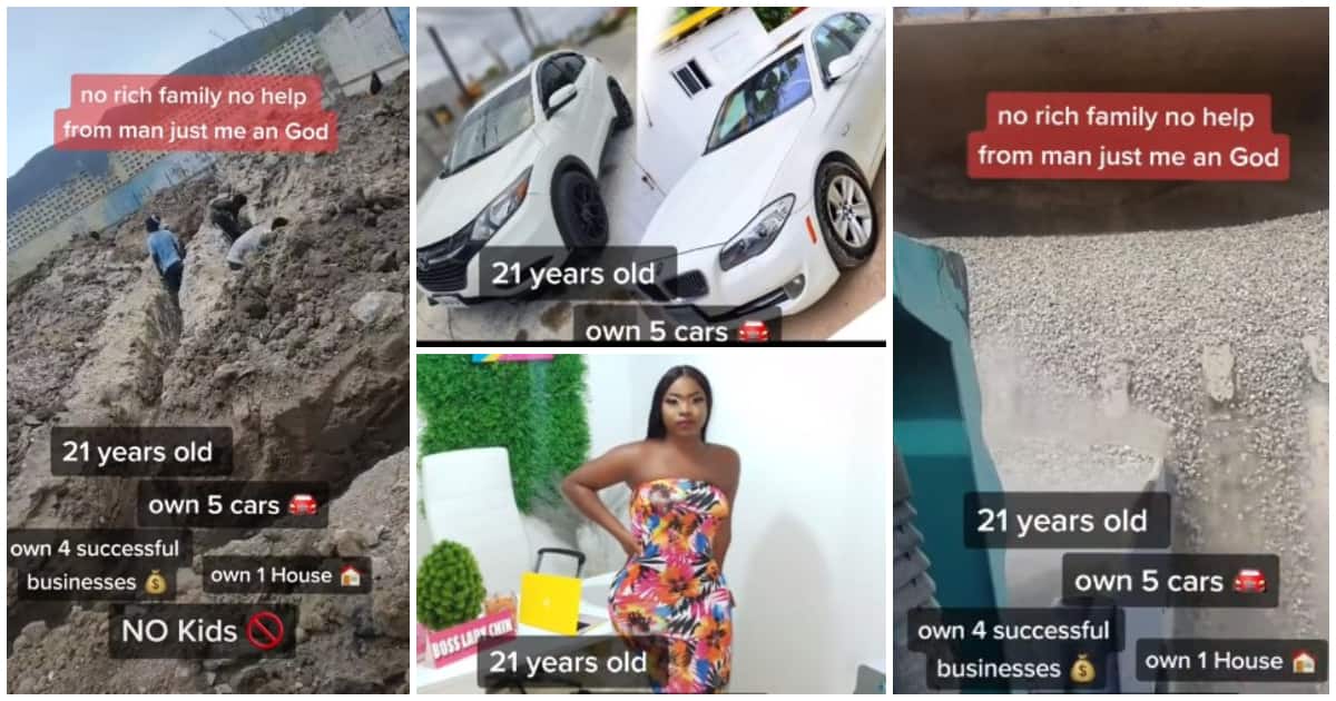 "No rich family: 21-year-old lady proudly shows off her 5 cars, house and 4 businesses, video causes huge stir