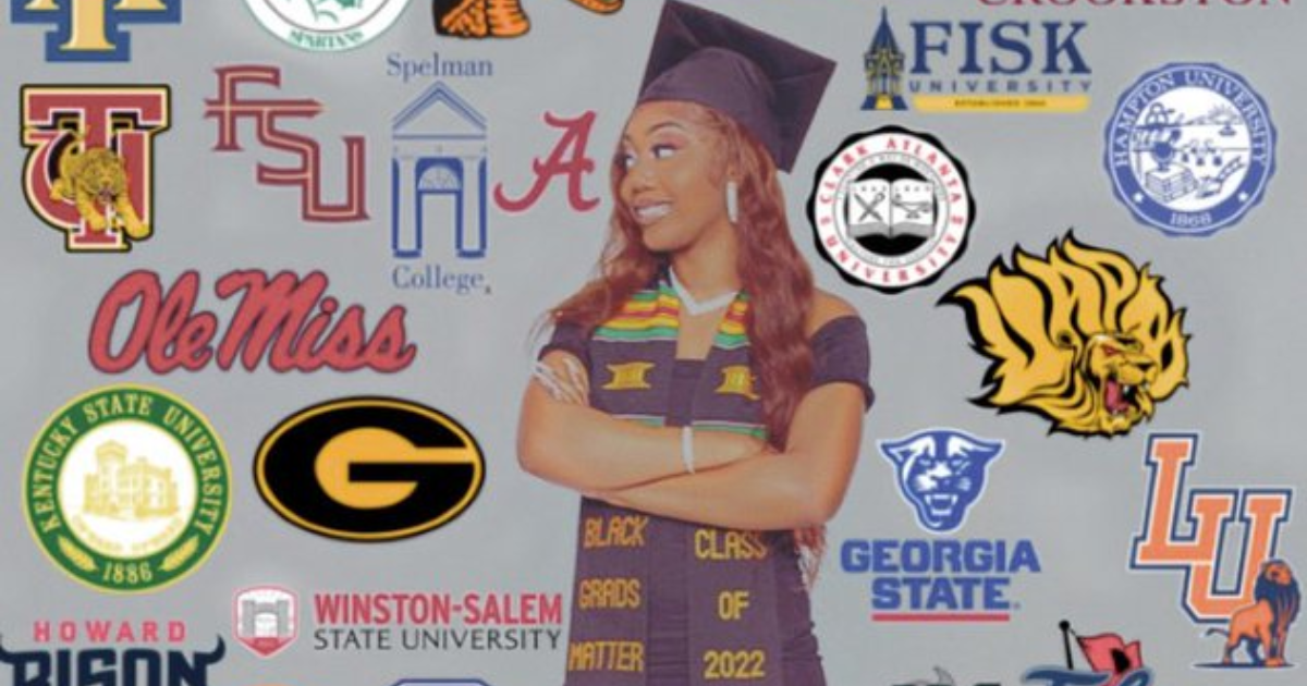 Young lady celebrates getting accepted to 54 schools