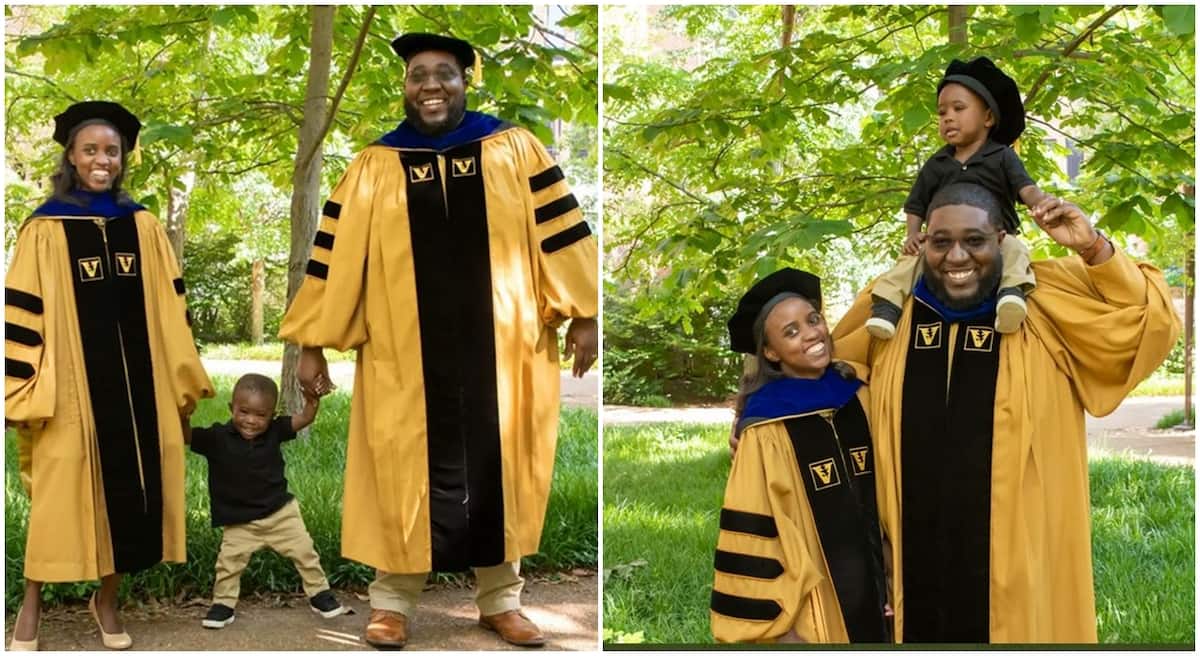 Cute couple finishes Ph.D. together.