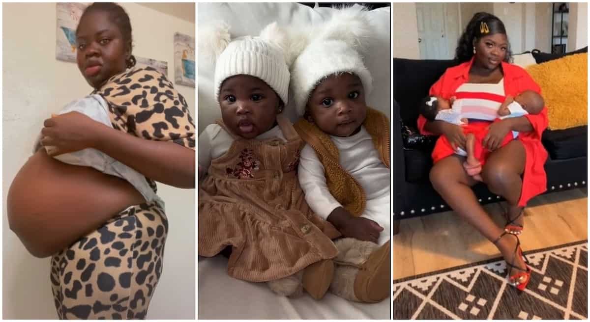 Photos of pregnant mum with her twim babies.