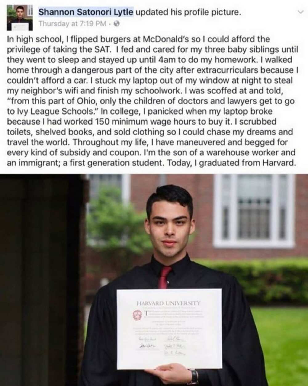 Man went from making burgers at McDonald's to graduating from Harvard