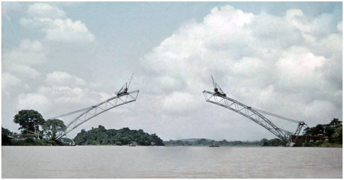 The construction of the Adomi bridge