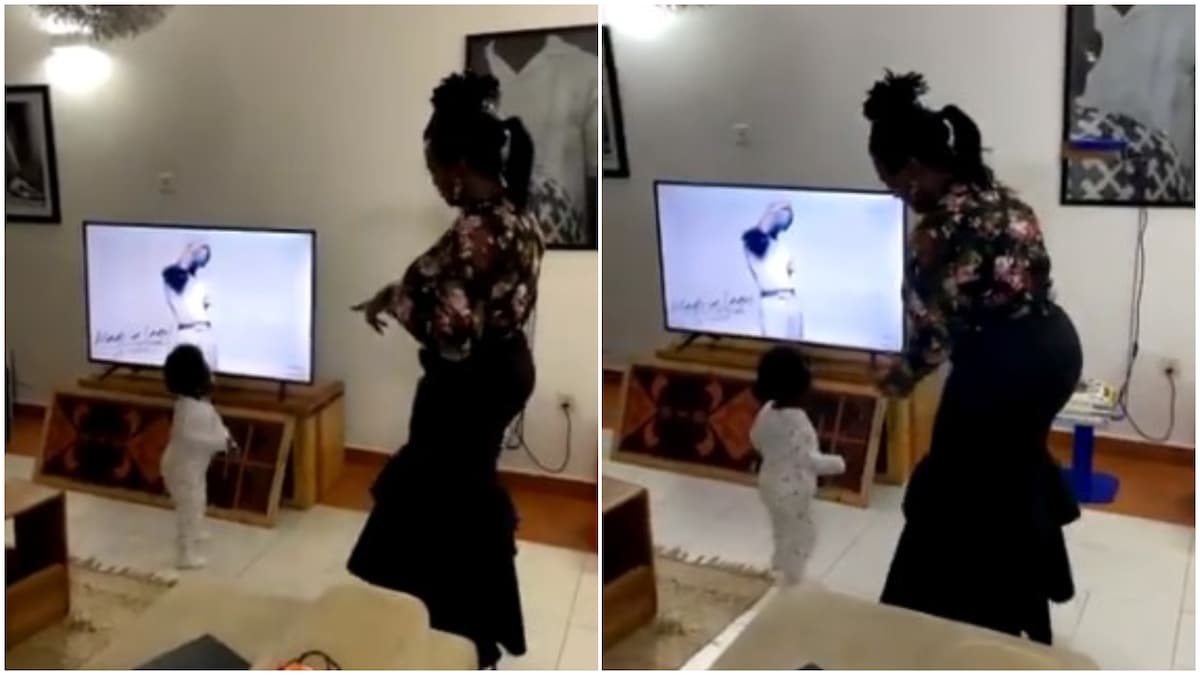 Cute moment grandma and granddaughter dance in front of TV to Wizkid's Ginger song