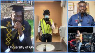 University of Ghana graduate once a cleaner shares transformation photos in the US: "I now drive a 2023 Benz"
