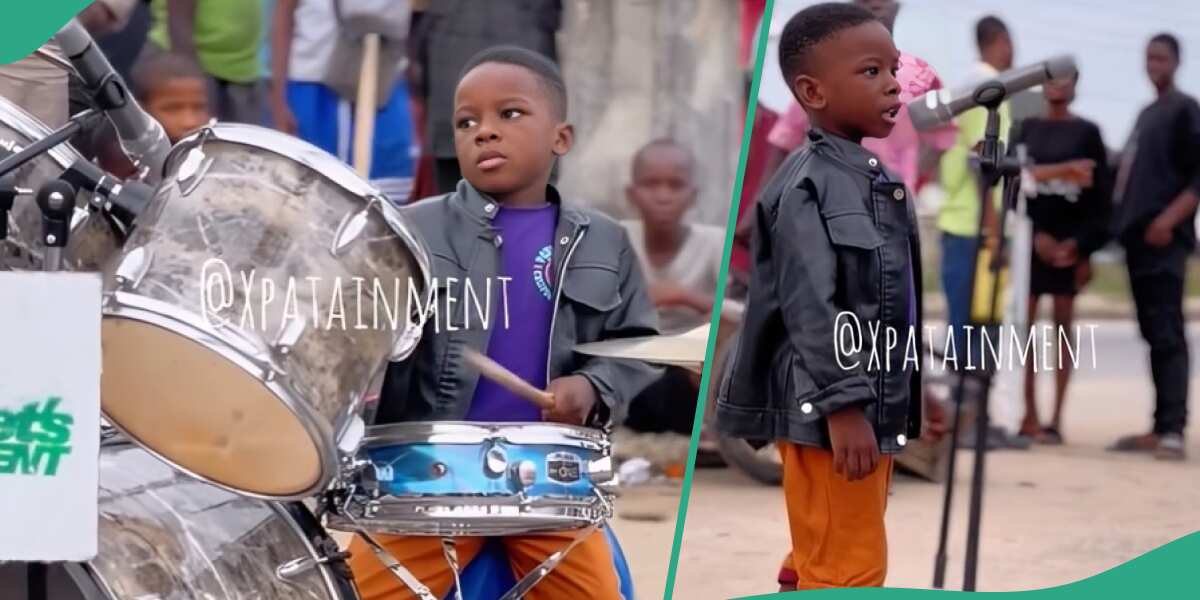The Nigerian boy drums like a pro