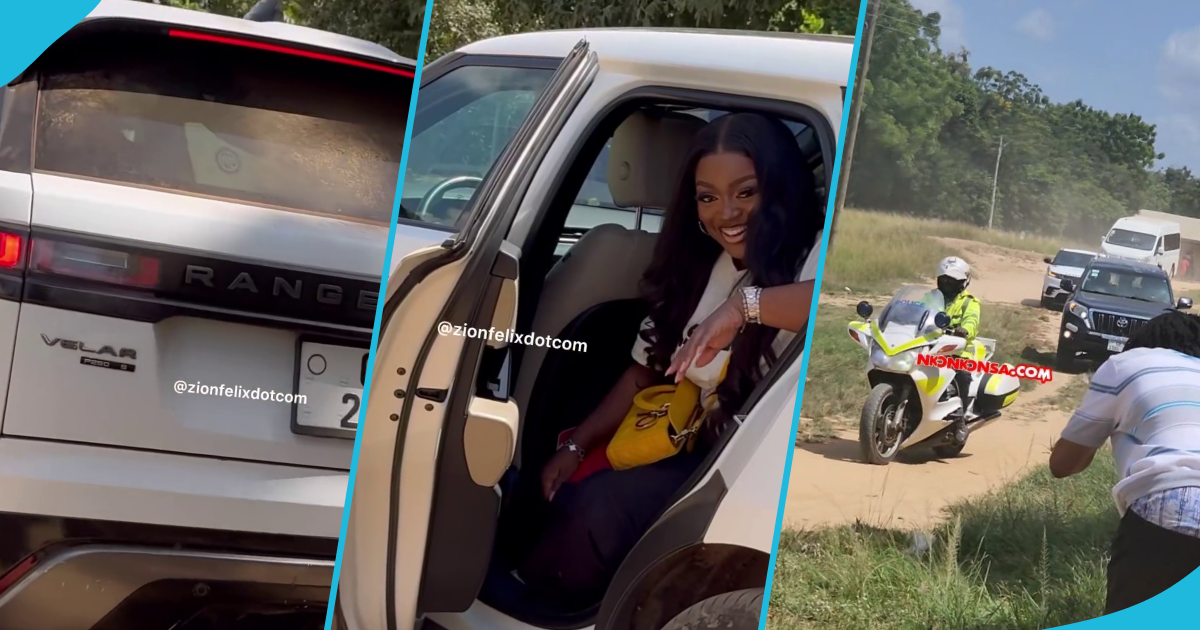 Jackie Appiah flaunts white Range Rover on her 40th birthday as she rides to Mepe in a convoy