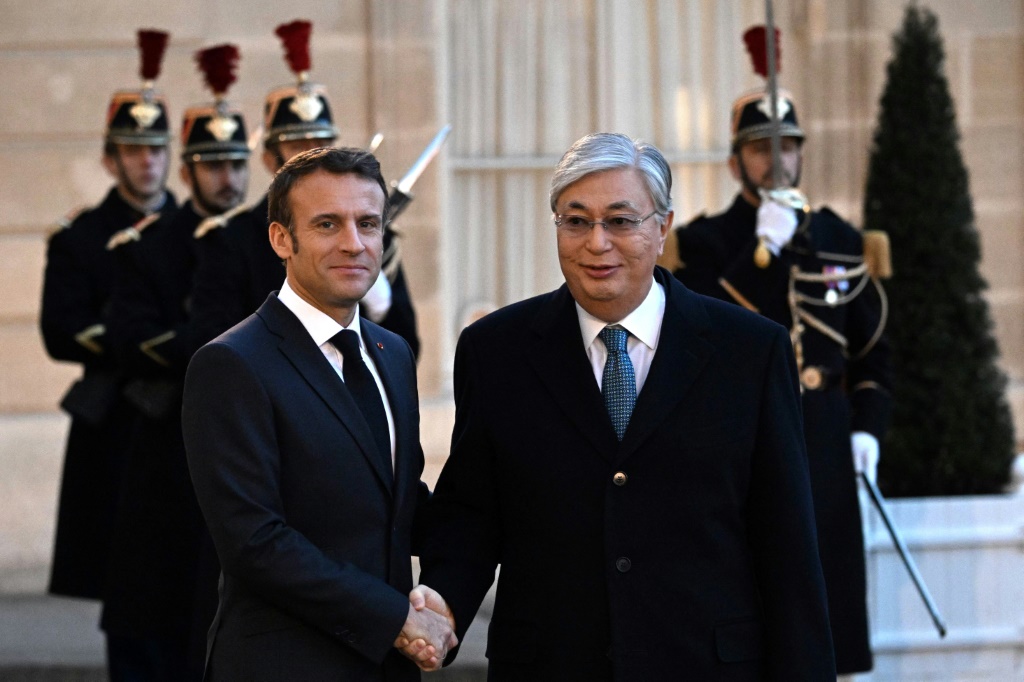 Macron on Tuesday hosted Kazakh President Kassym-Jomart Tokayev at the Elysee Palace