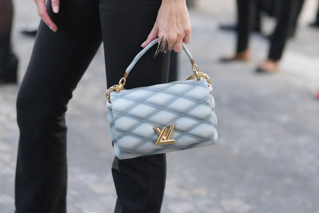 A stylish Vuitton bag with the iconic monogram pattern.