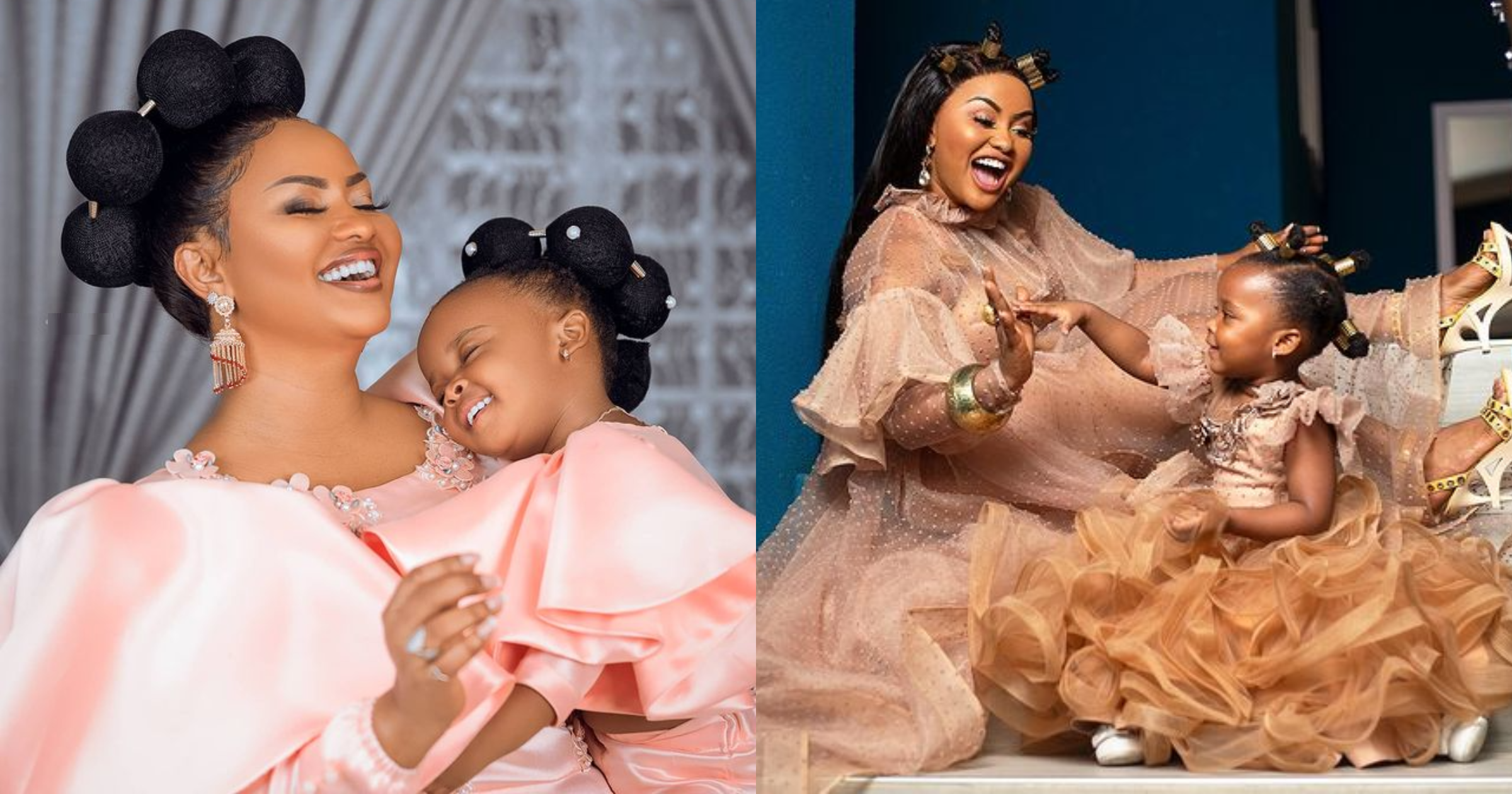 Baby Maxin: McBrown And Daughter Twin In Same Hair, Dress Her 2nd Birthday (Photos)