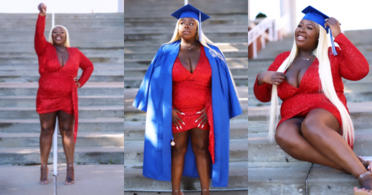 Smart and heavy: Lady heats up Twitter with her extra-large chest as celebrates bagging a degree