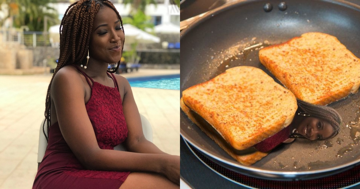 Pretty lady photoshopped into bread after she said "toast me please" on social media